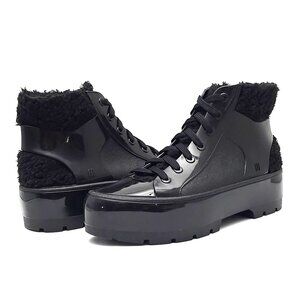 Melissa Fuzzy Fluffy Black Sneakers Bootie Boots Women’s Size 8